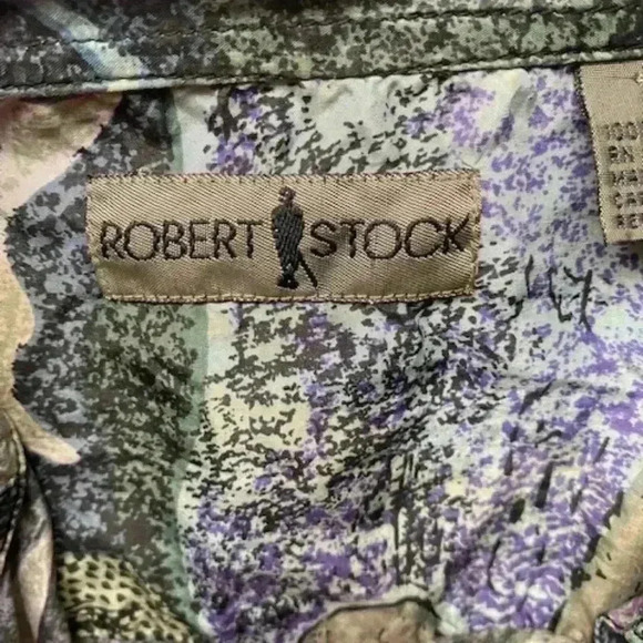 Vintage Robert Stock Abstract Pattern Silk Button Up Shirt Size M - Picture 7 of 13
